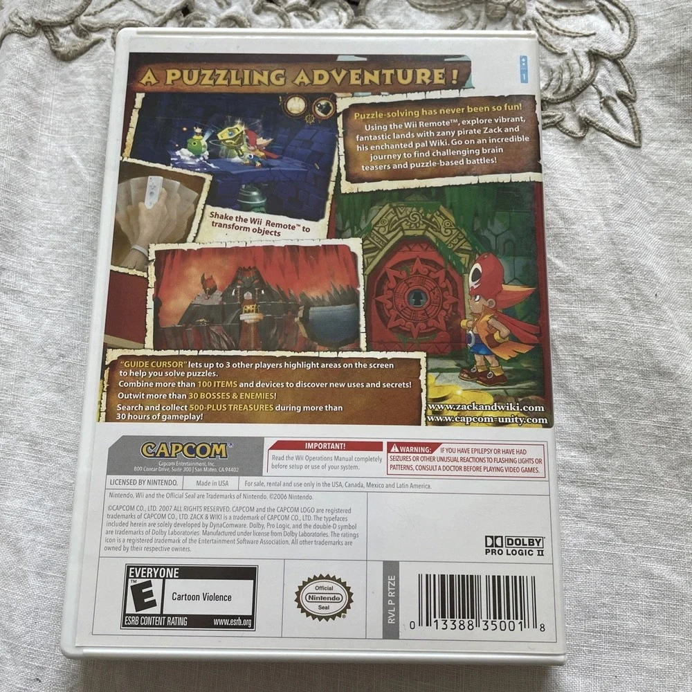 Zack & Wiki: Quest for Barbaros' Treasure Nintendo Wii‎ 2007 TESTED No Manual